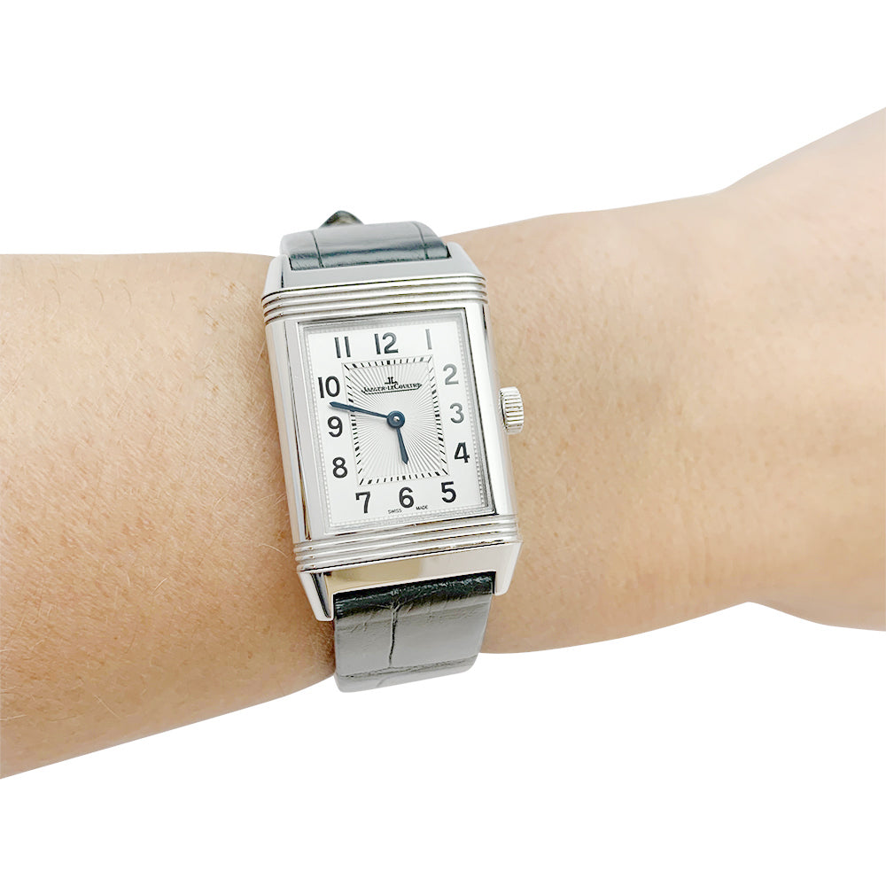 Montre Jaeger-Lecoultre, "Reverso", acier et cuir.