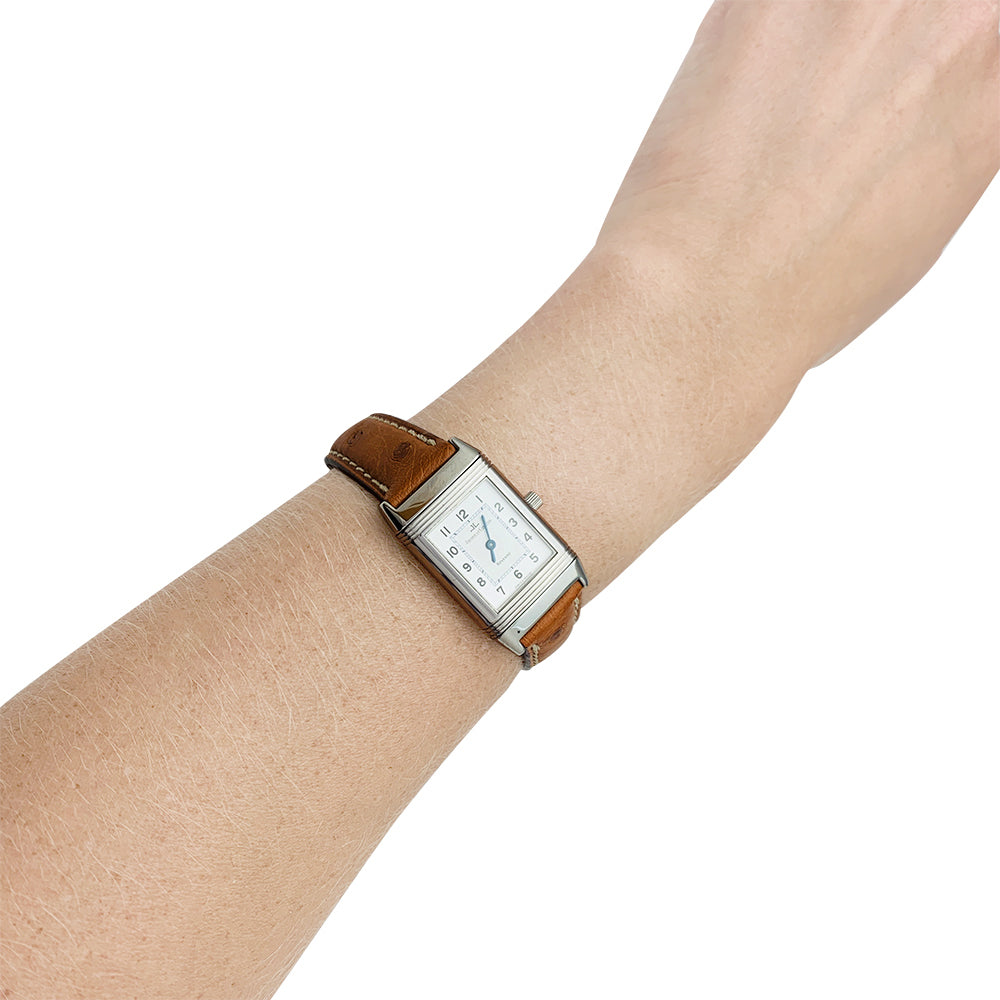 Montre Jaeger-Lecoultre, "Reverso", acier et cuir.