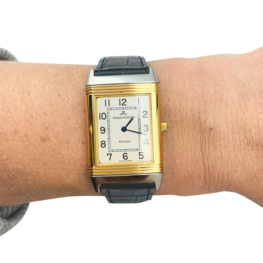 Montre Jaeger Lecoultre, "Reverso", or et acier.
