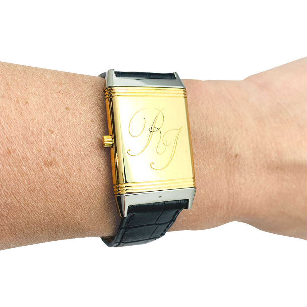 Montre Jaeger Lecoultre, "Reverso", or et acier.