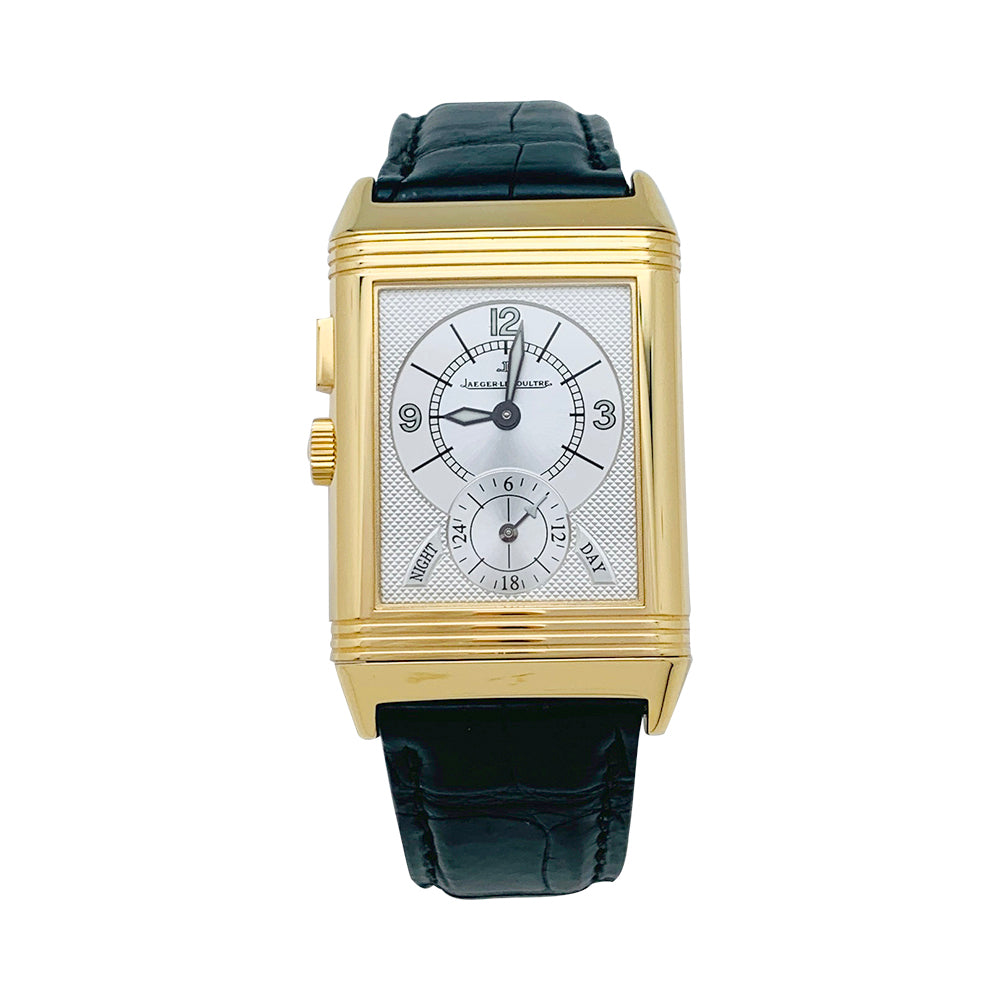 Montre Jaeger Lecoultre, "Reverso Duoface Night & Day", en or jaune.