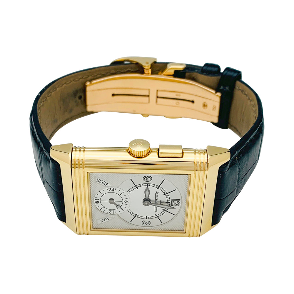 Montre Jaeger Lecoultre, "Reverso Duoface Night & Day", en or jaune.