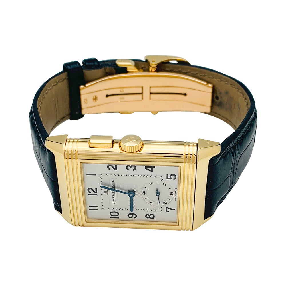 Montre Jaeger Lecoultre, "Reverso Duoface Night & Day", en or jaune.