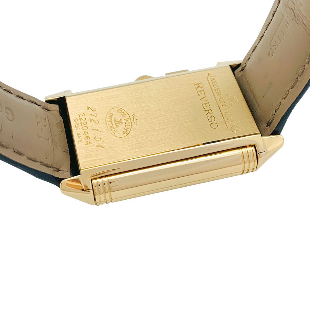 Montre Jaeger Lecoultre, "Reverso Duoface Night & Day", en or jaune.