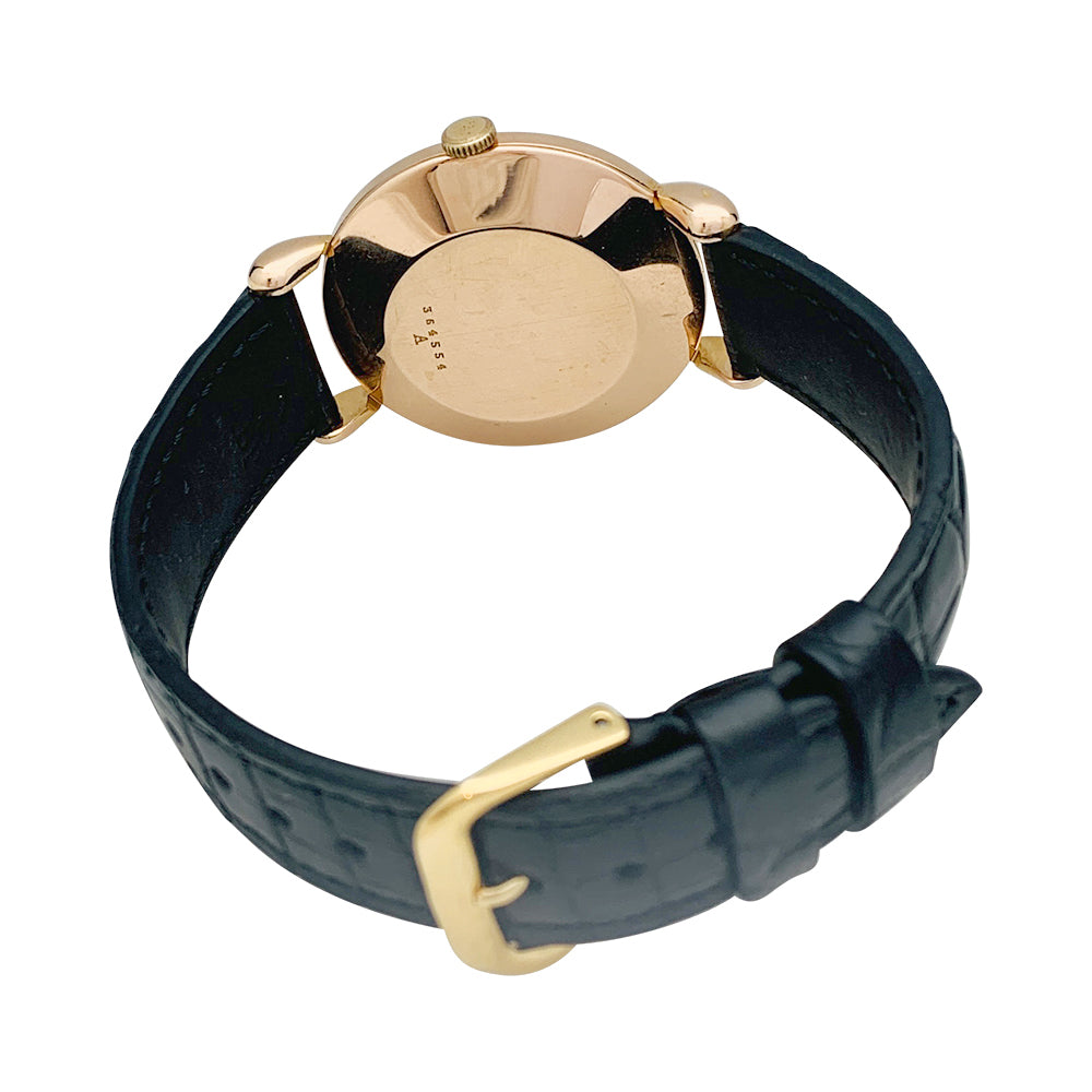Montre Jaeger Lecoultre en or rose, bracelet cuir.