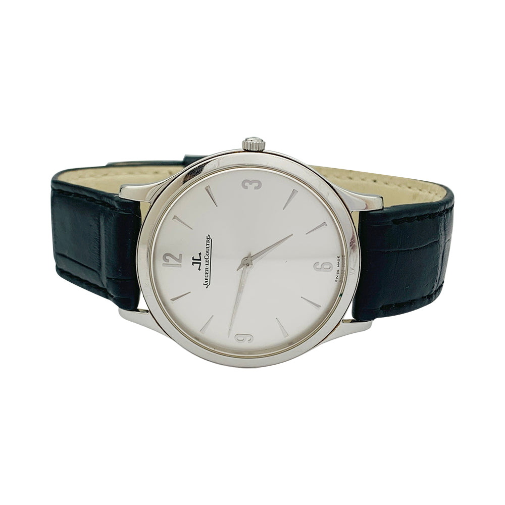 Montre Jaeger Lecoultre, "Master", acier sur cuir.