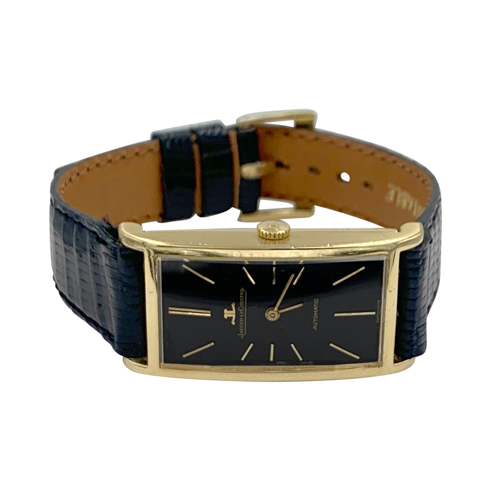 Montre Jaeger Lecoultre, or jaune, cuir.