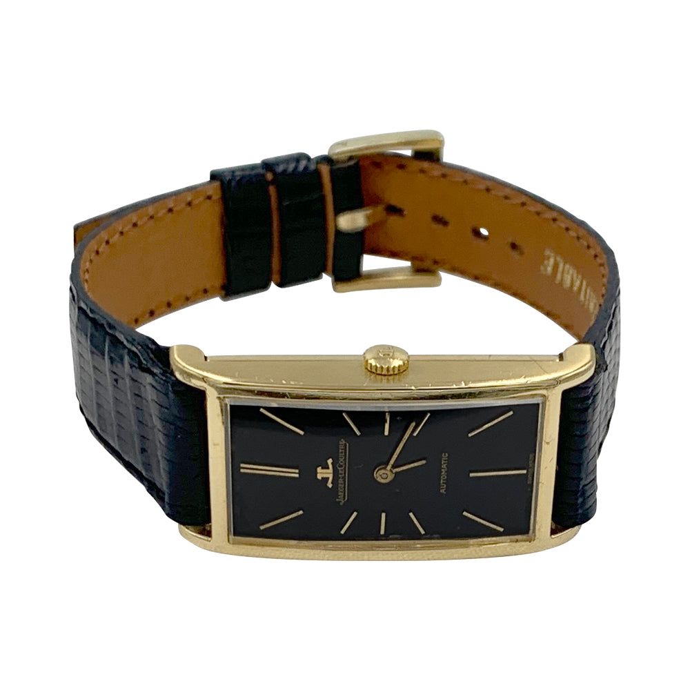 Montre Jaeger Lecoultre, or jaune, cuir.