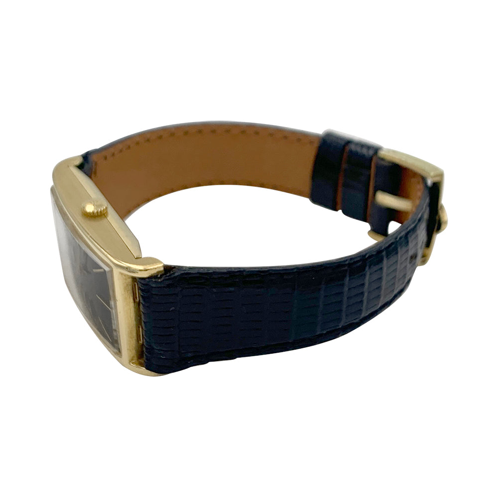 Montre Jaeger Lecoultre, or jaune, cuir.