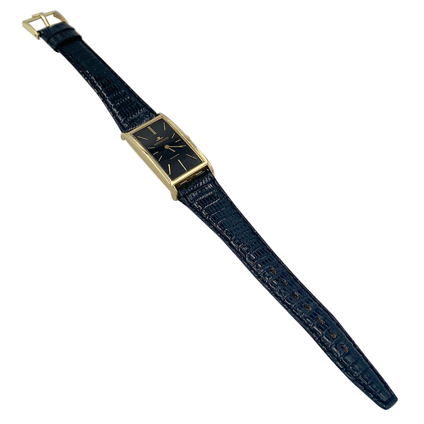 Montre Jaeger Lecoultre, or jaune, cuir.