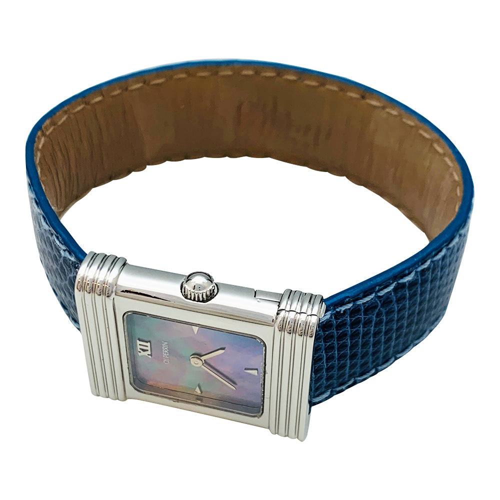 OJPerrin watch, steel, mother-of-pearl, leather.
