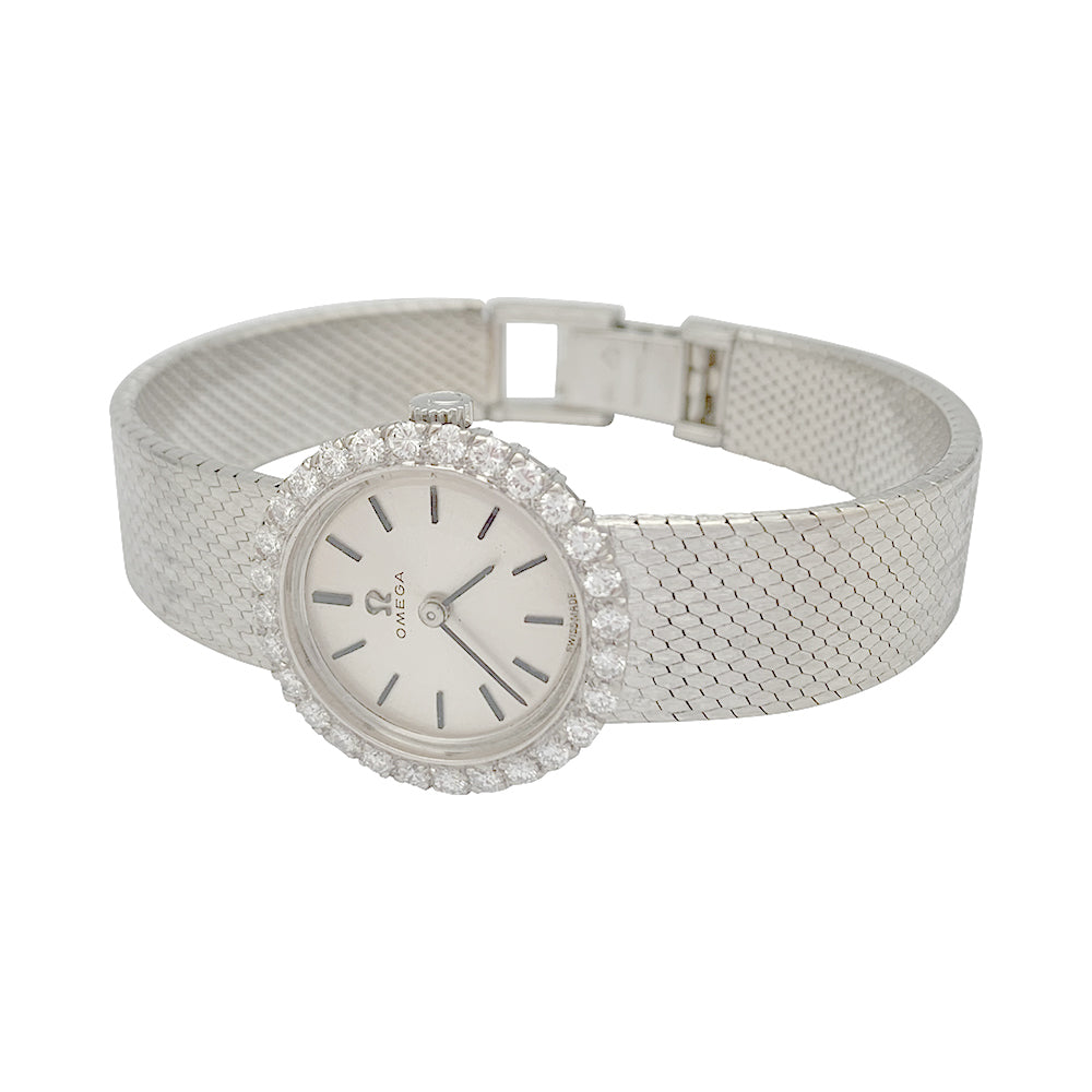 Omega watch in white gold and diamonds.