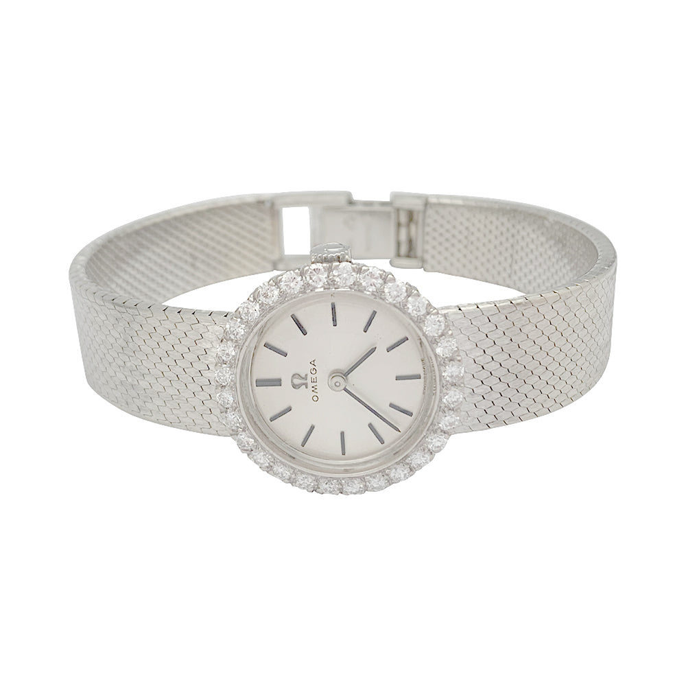 Omega watch in white gold and diamonds.