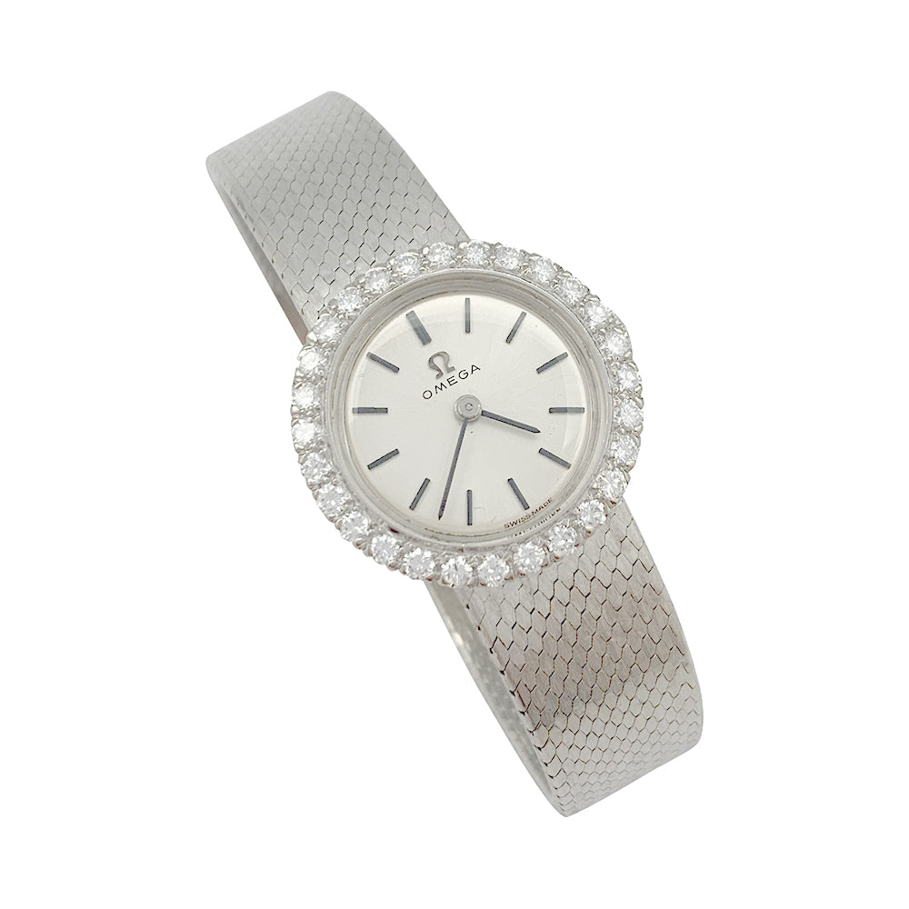 Omega watch in white gold and diamonds.
