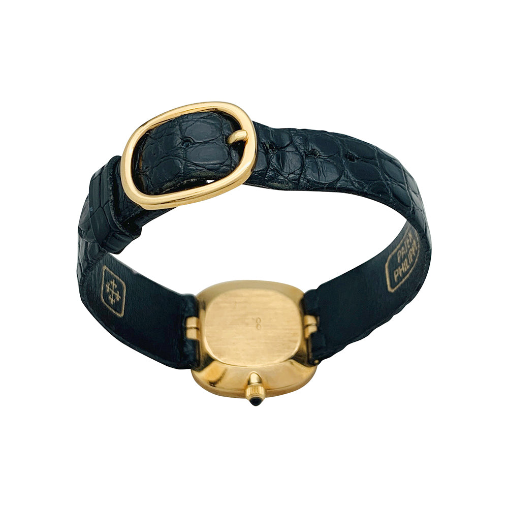 Montre Patek Philippe "Ellipse" en or jaune, diamants, cuir