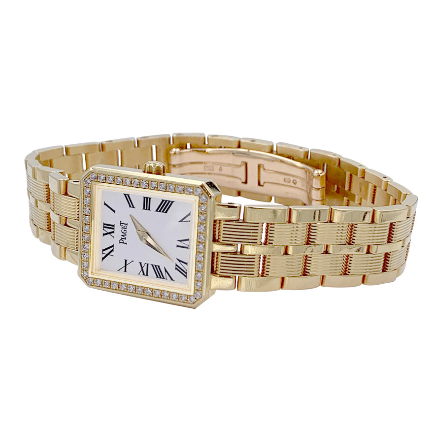 Montre Piaget, "Protocole", or jaune et diamants.
