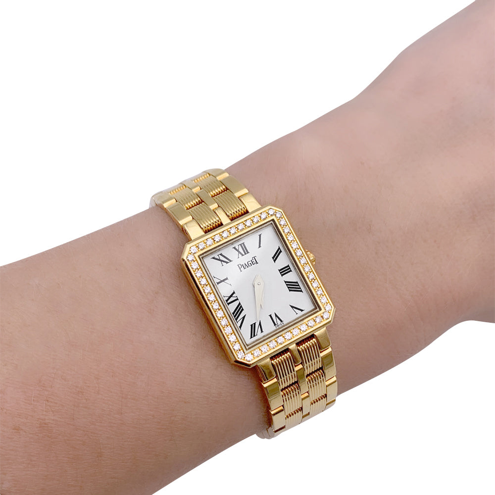 Piaget watch, "Protocole", yellow gold and diamonds.