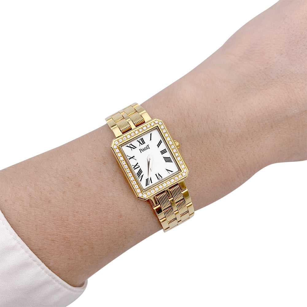 Piaget watch, "Protocole", yellow gold and diamonds.