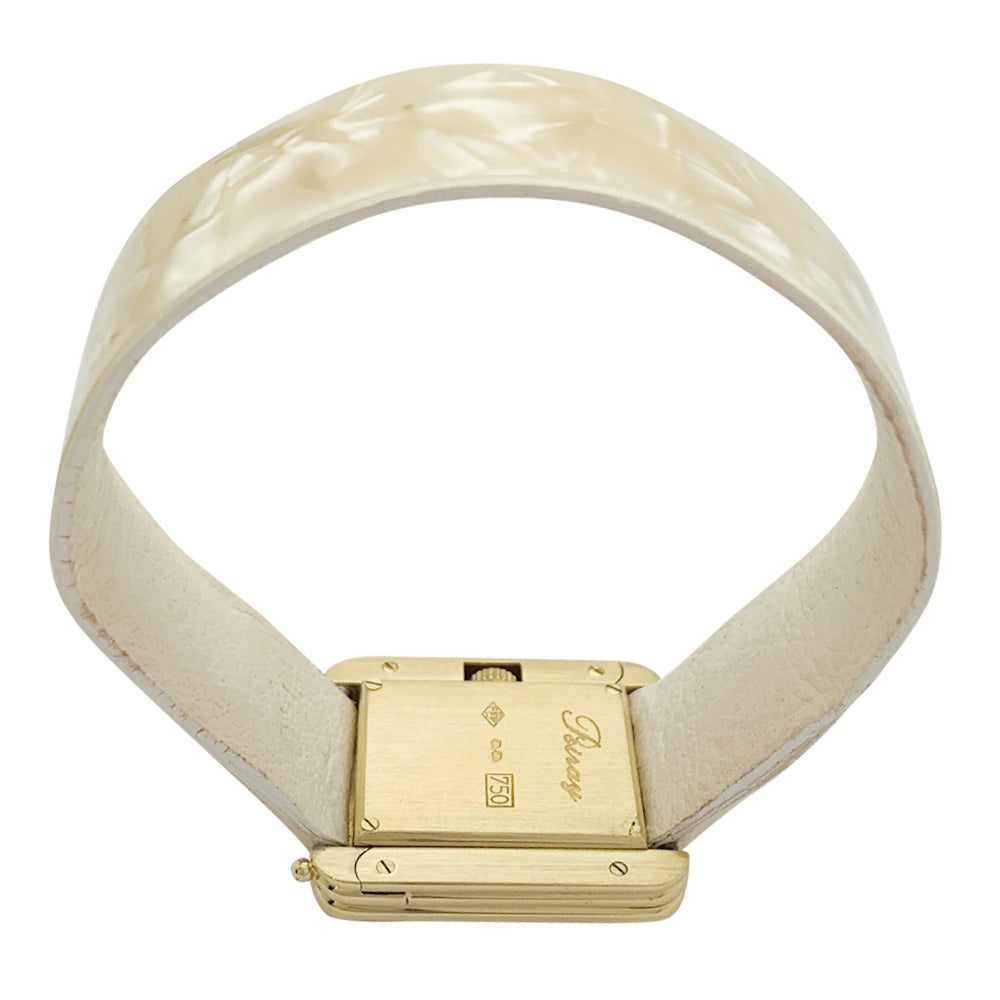 Poiray watch, "Ma Première", in yellow gold, interchangeable leather strap.