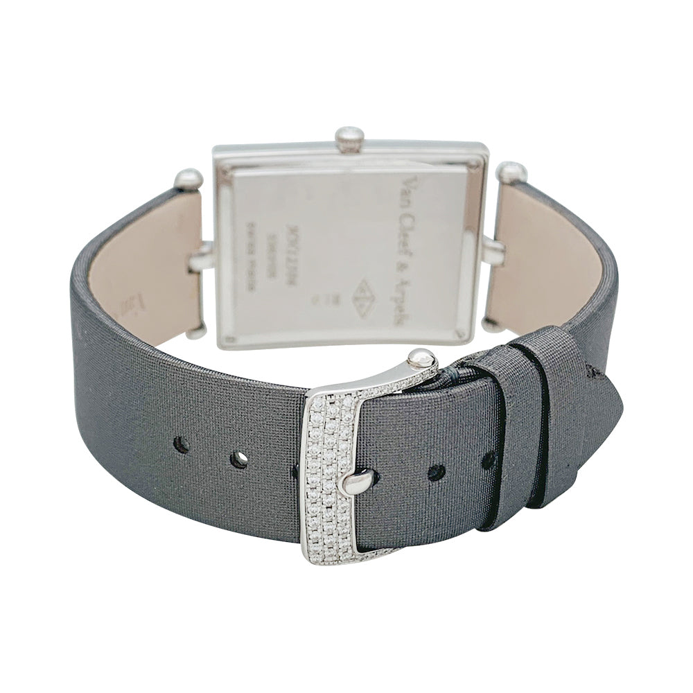 Van Cleef & Arpels watch, "Classique Arpels" in white gold, diamonds, mother-of-pearl and satin.