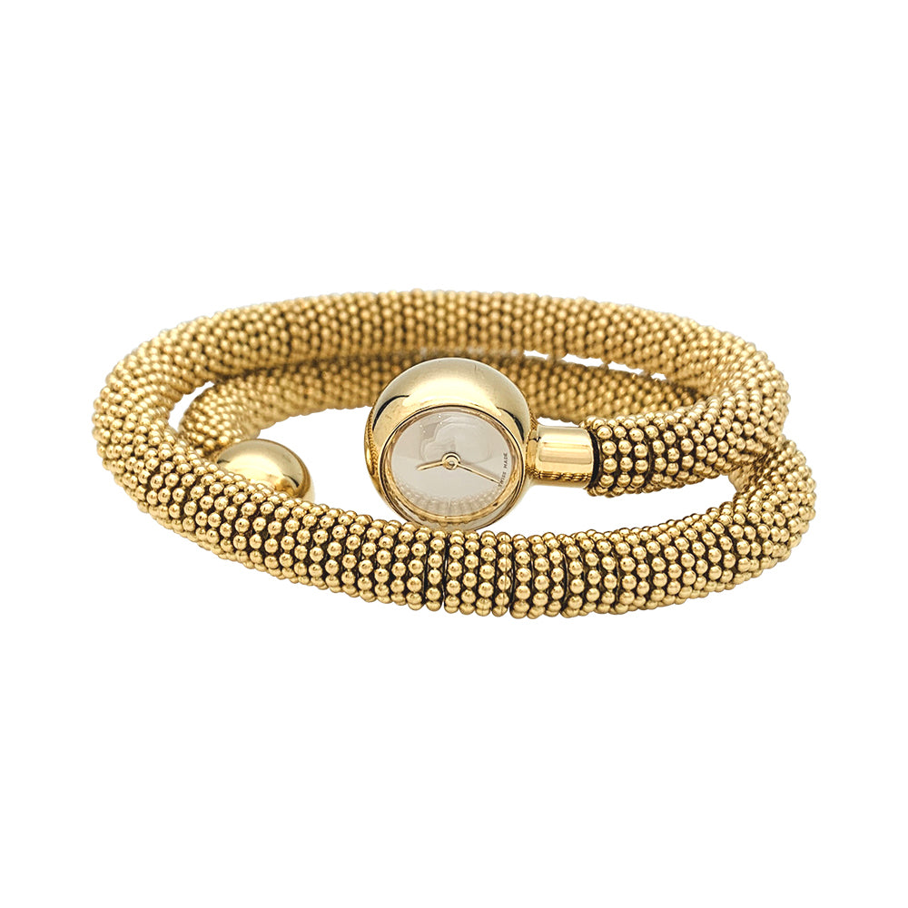 Van Cleef & Arpels "Liane Serpent" three-turn watch in yellow gold.
