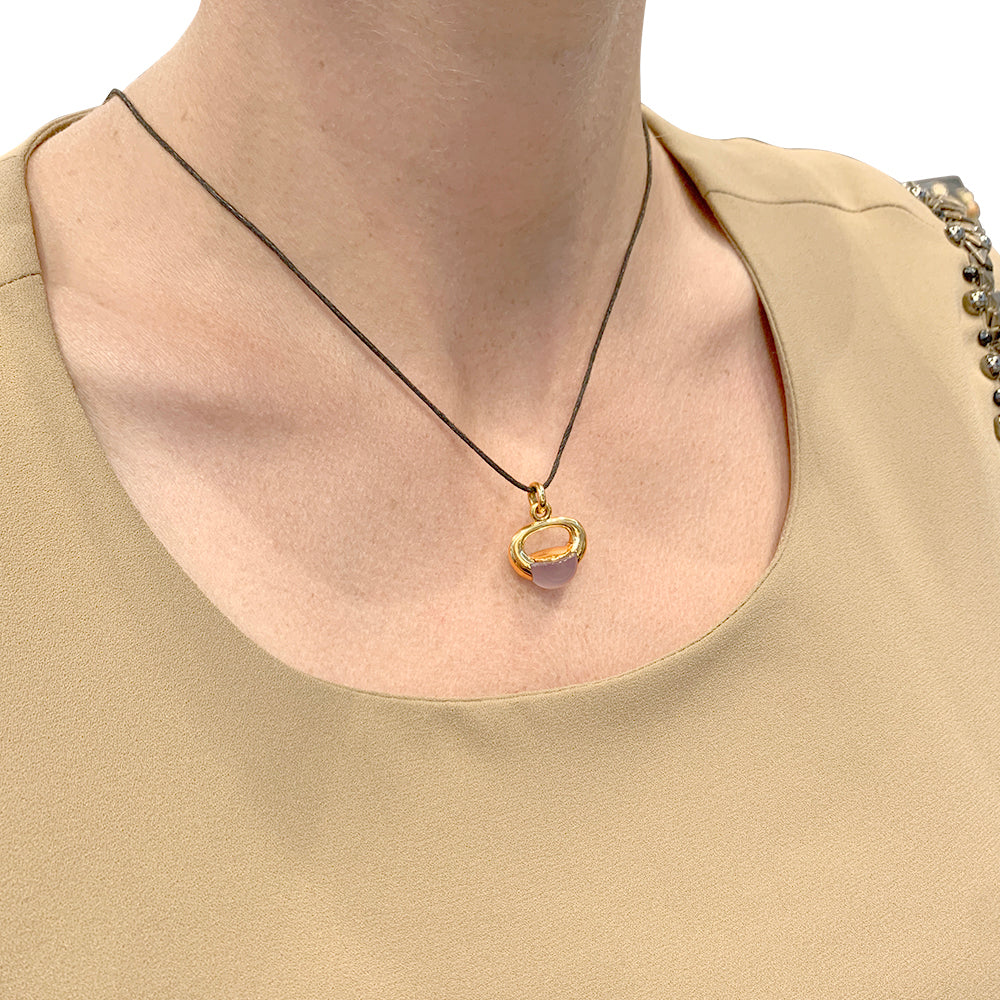 Pomellato pendant in rose gold and chalcedony, "Luna" collection.