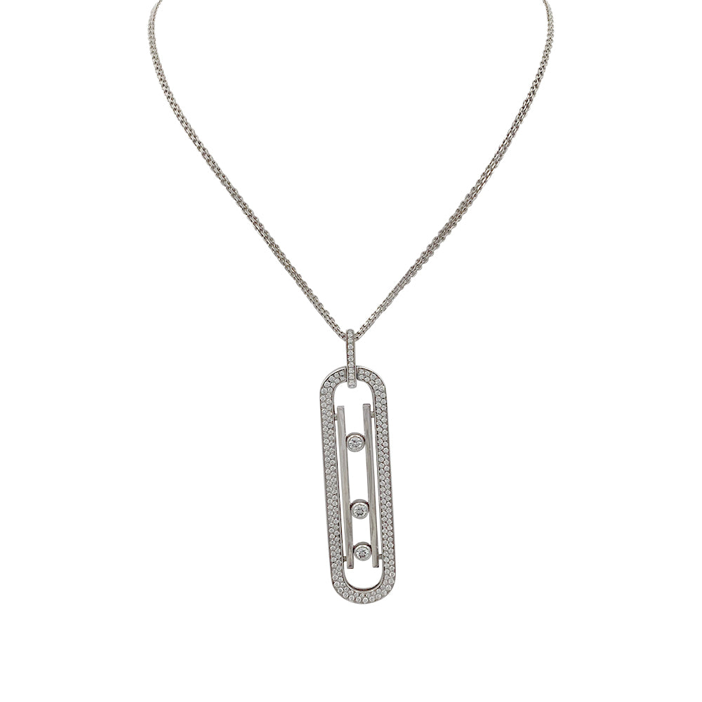 Messika necklace, “Move 10th anniversary”, white gold, diamonds.
