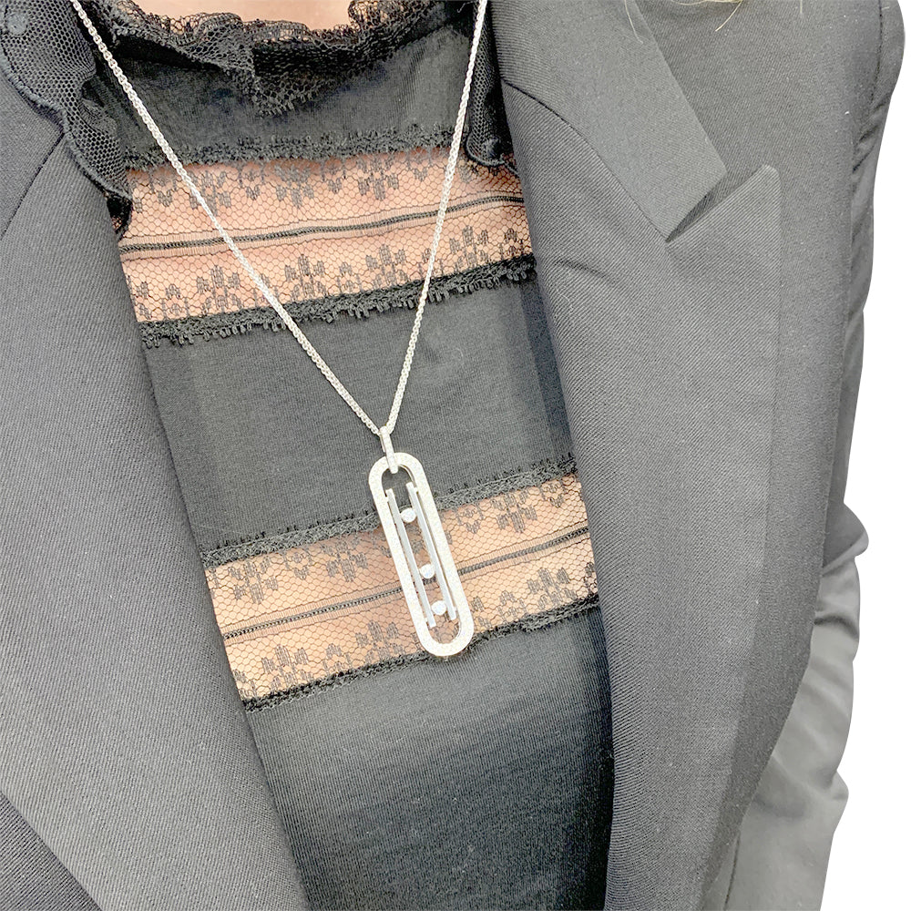 Messika necklace, “Move 10th anniversary”, white gold, diamonds.