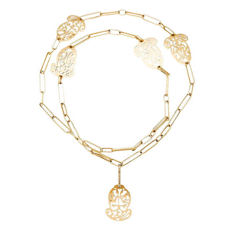 Sautoir Pomellato "Ming", or rose et diamants bruns.