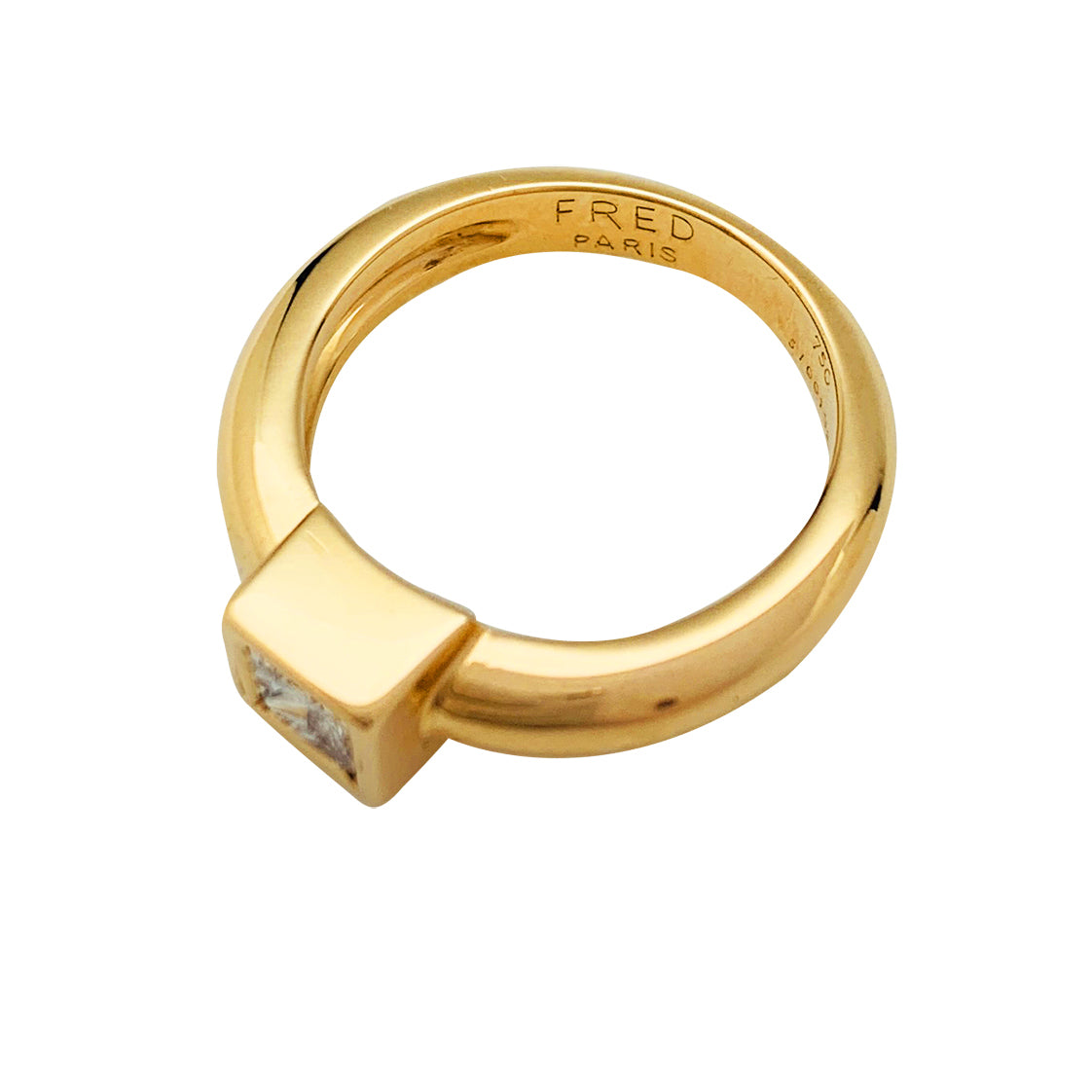 Solitaire Fred Paris diamant princesse, or jaune.