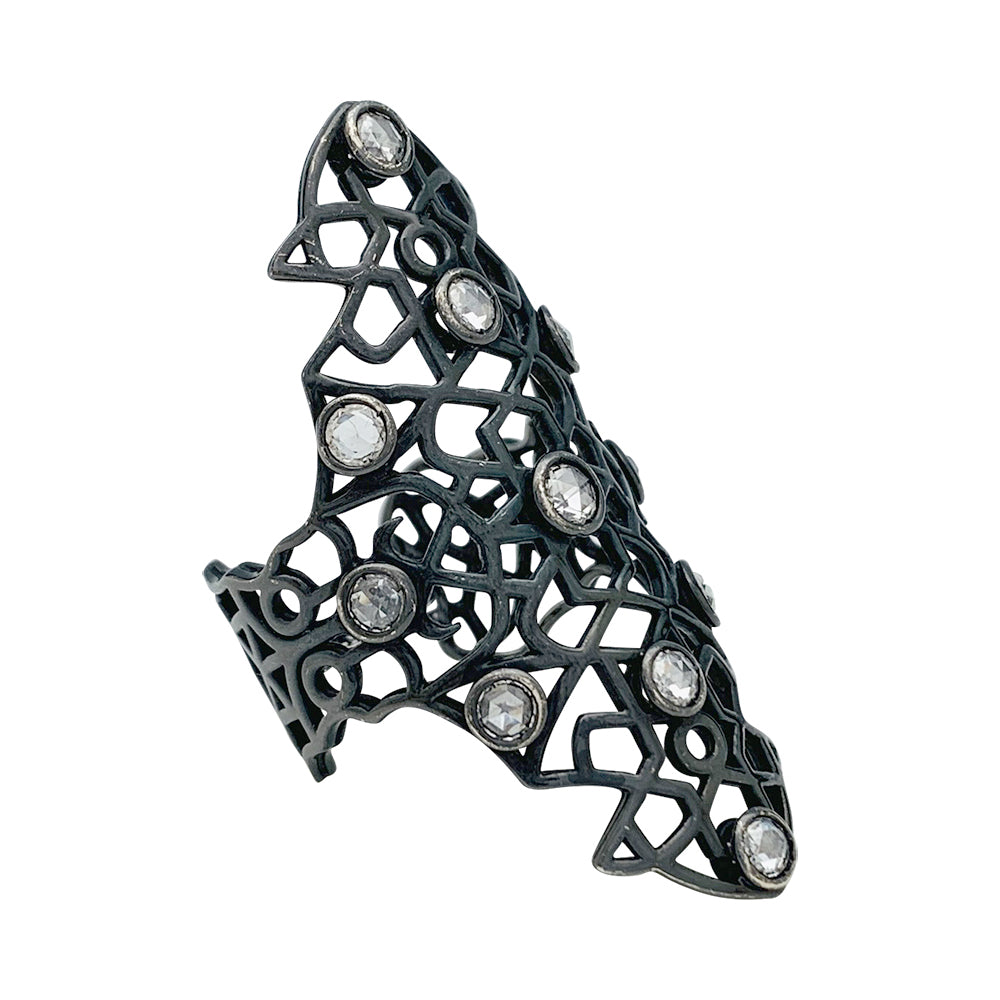 Repossi "Maure" ring in blackened gold and diamonds.