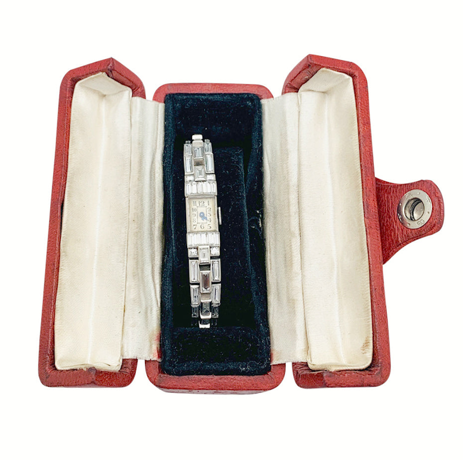 Art Deco watch in platinum and diamonds.