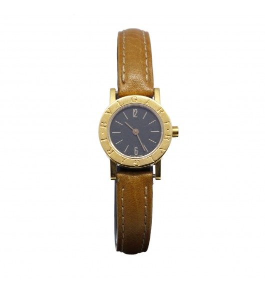 Bulgari, Montre Bvlgari vintage or sur cuir
