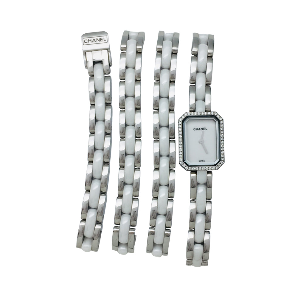 Montre Chanel, "Première Céramique", acier, céramique, diamants.