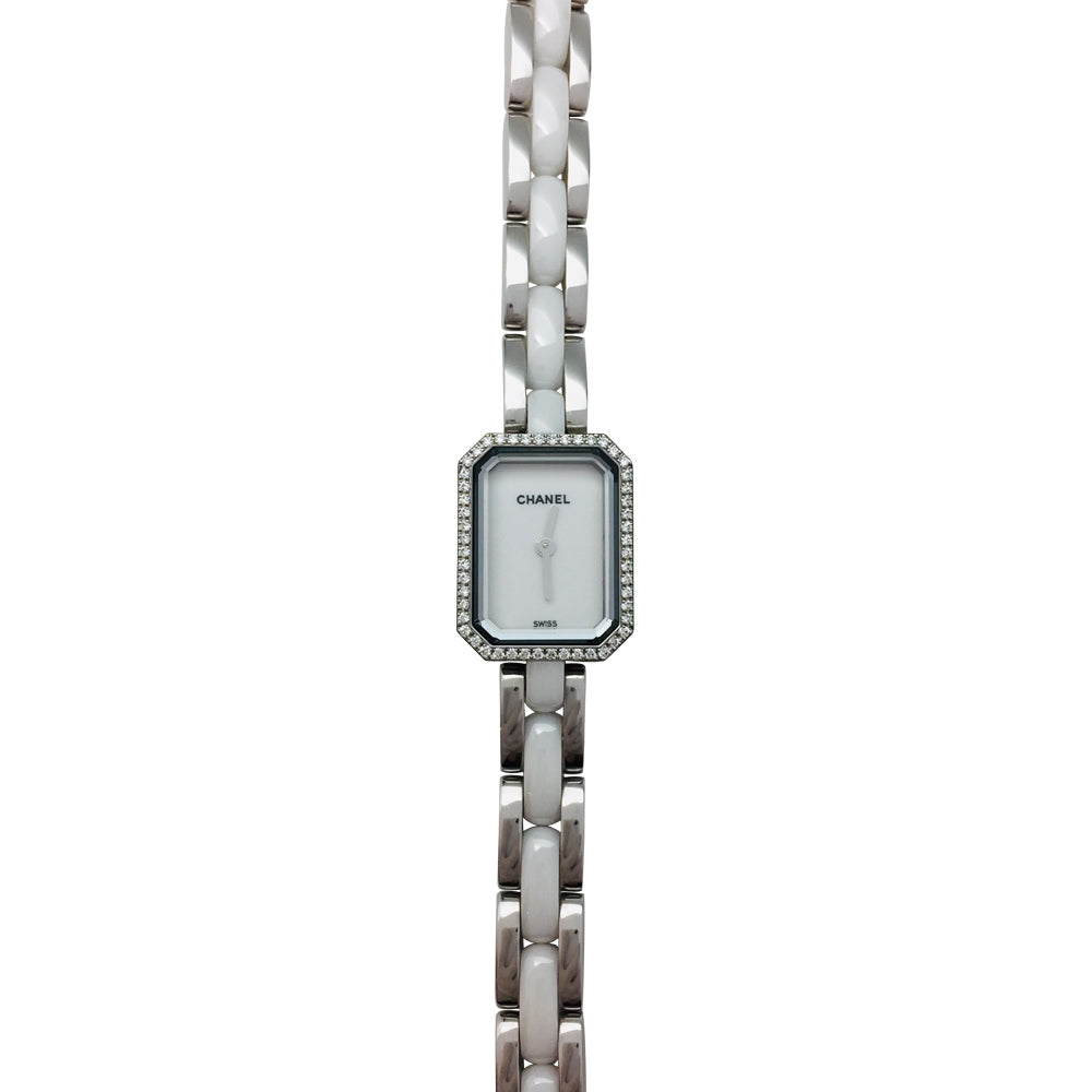 Montre Chanel, "Première Céramique", acier, céramique, diamants.