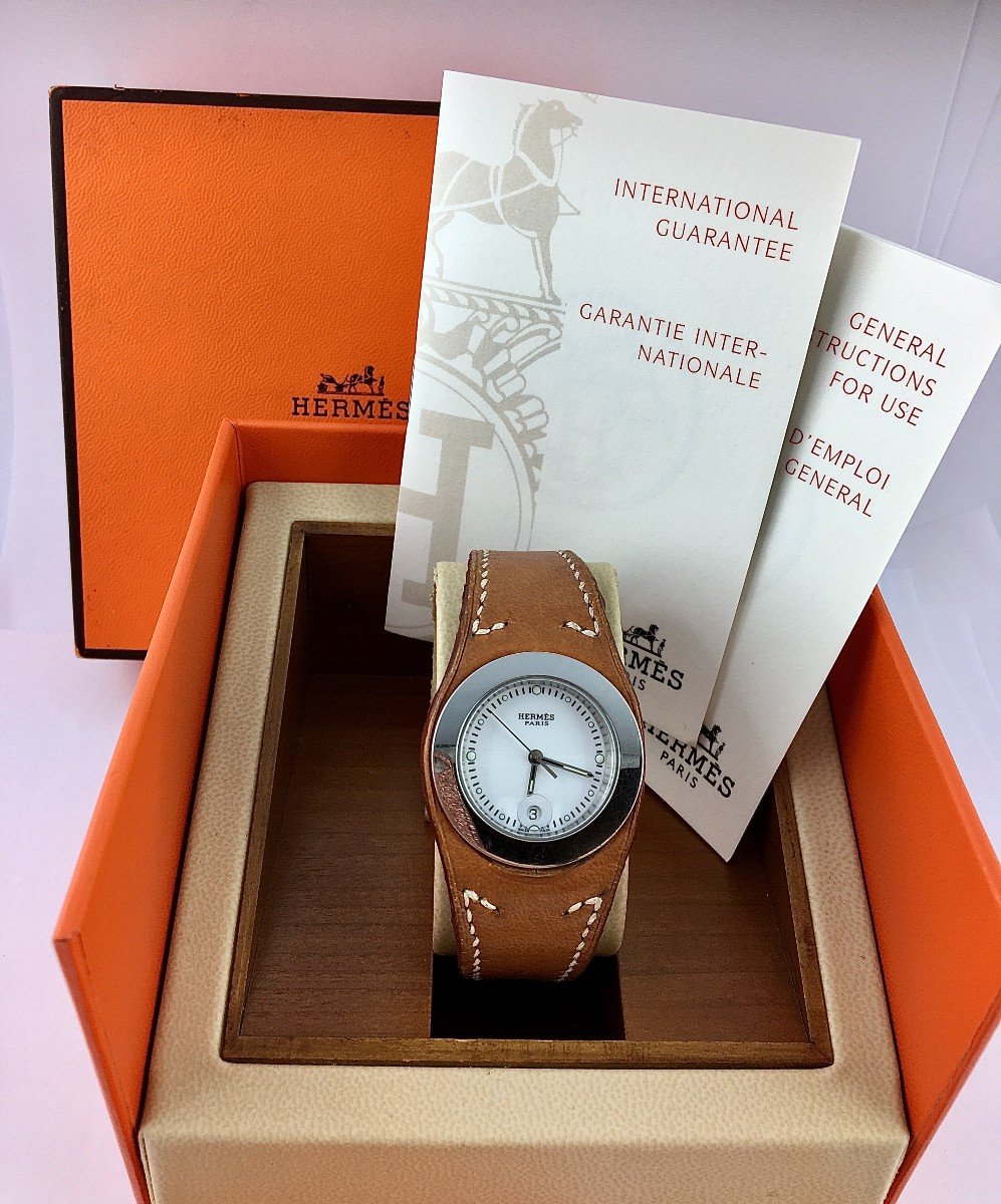 Montre Hermès Harnais Acier sur Cuir Full Set - Maison Eloe
