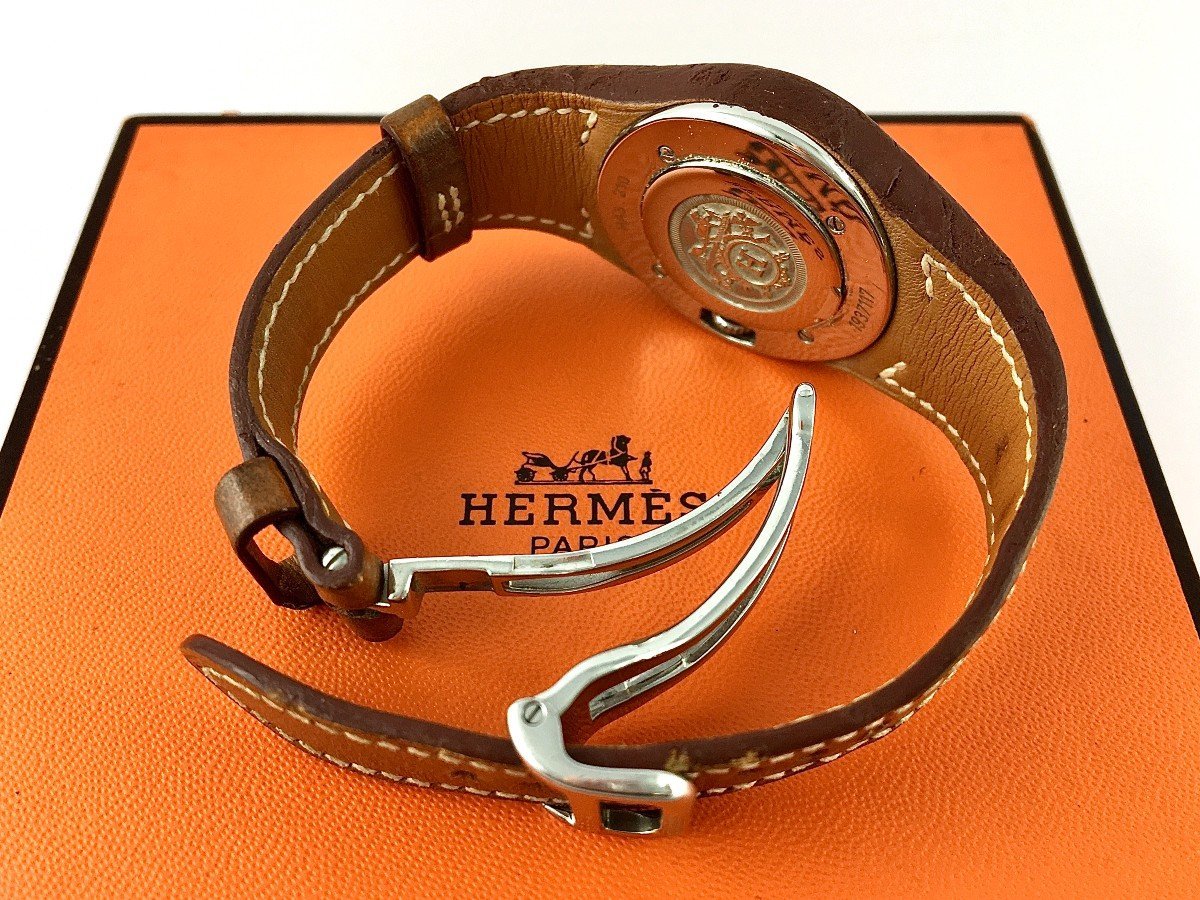 Montre Hermès Harnais Acier sur Cuir Full Set - Maison Eloe