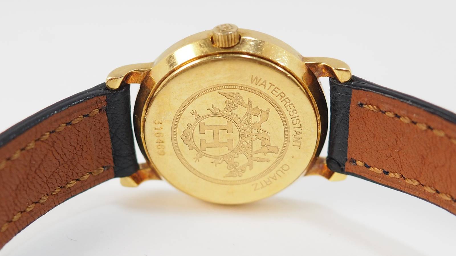 Hermes, Used Sellier Watch Gold on Leather