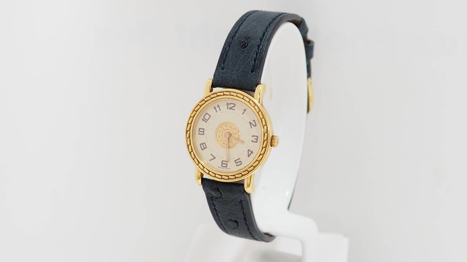 Hermes, Used Sellier Watch Gold on Leather