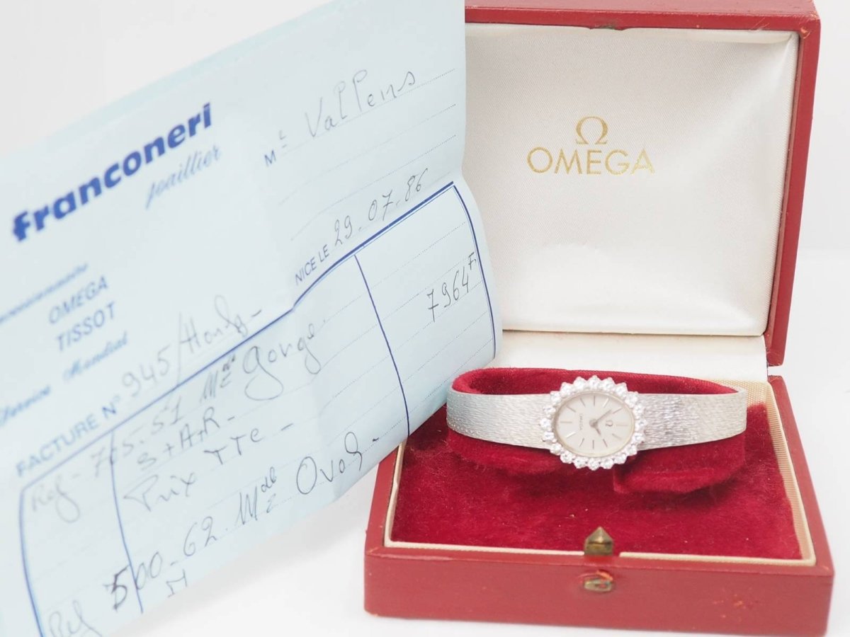 Montre Oméga Dame Vintage Or blanc Diamants - Maison Eloe