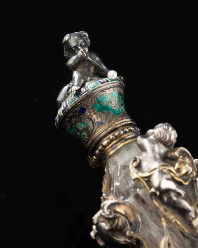 Morel and Duponchel, Crystal, Silver, Vermeil Bottle "Soap Bubbles" Louis Philippe period