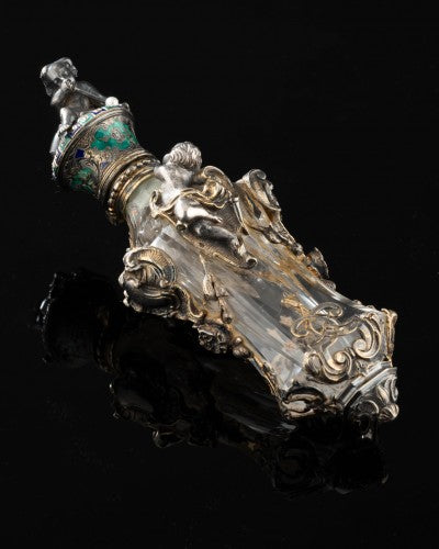 Morel et Duponchel, Flacon Cristal, Argent, Vermeil "Les bulles de savon" époque Louis Philippe