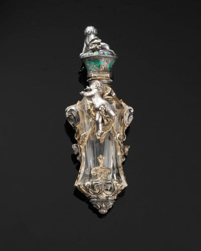Morel and Duponchel, Crystal, Silver, Vermeil Bottle "Soap Bubbles" Louis Philippe period