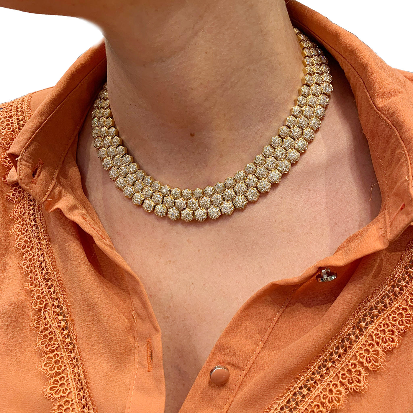 Piaget necklace, "Glancy", yellow gold and diamonds.