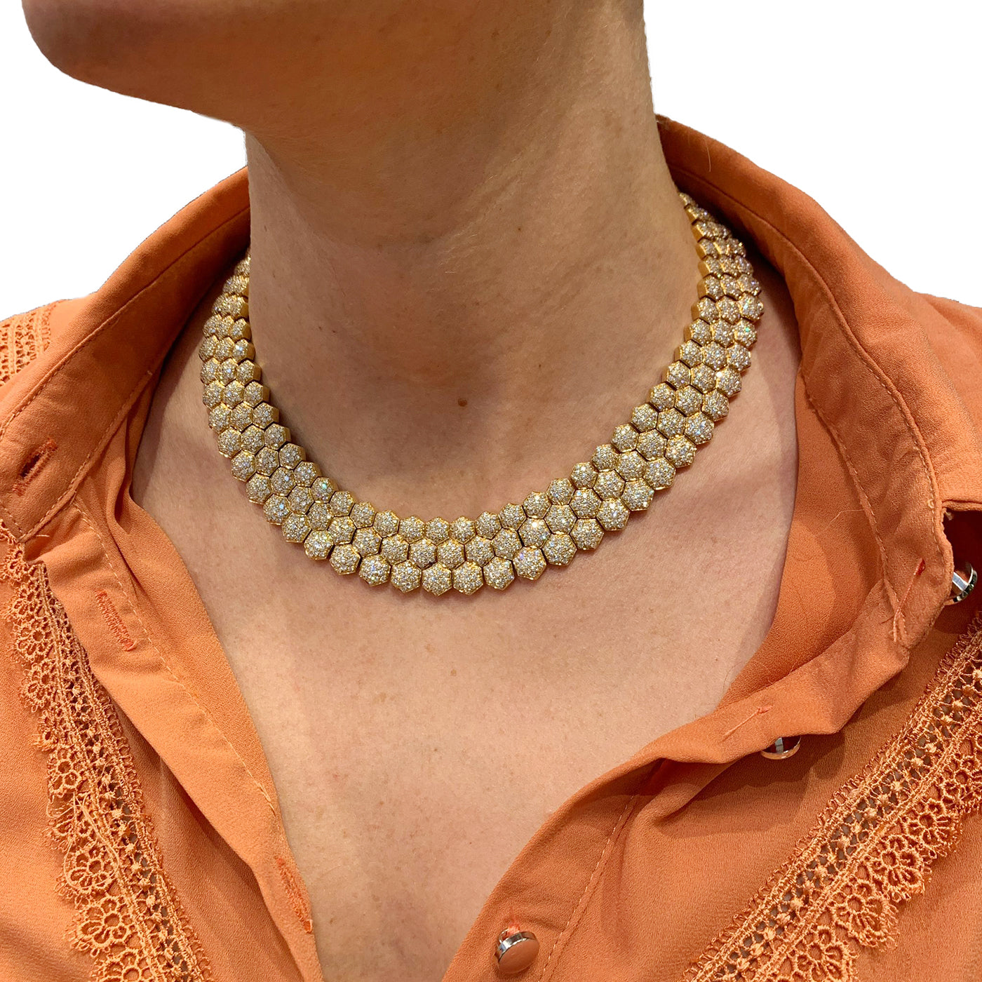 Piaget necklace, "Glancy", yellow gold and diamonds.