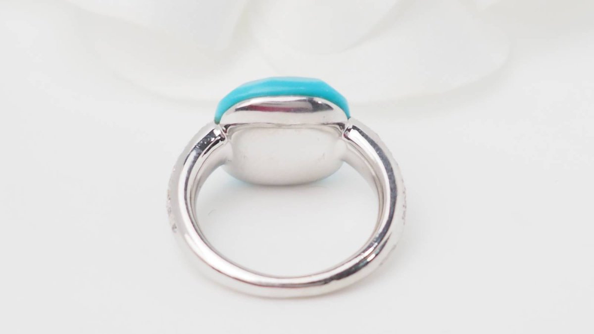 Pomellato Bague Capri Or blanc Diamqnts Turquoise - Maison Eloe