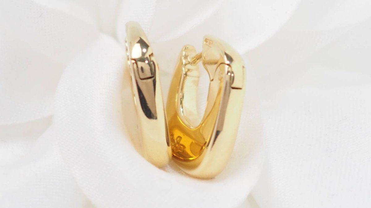 Pomellato Créoles carrées or jaune 18K - Maison Eloe