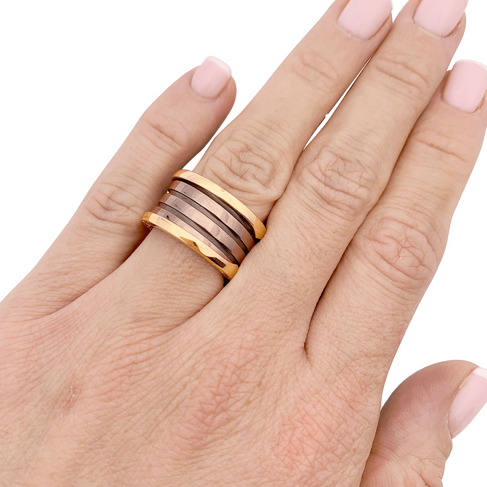 Bague Bulgari, "B.Zero1", or rose, cermet. - Maison Eloe