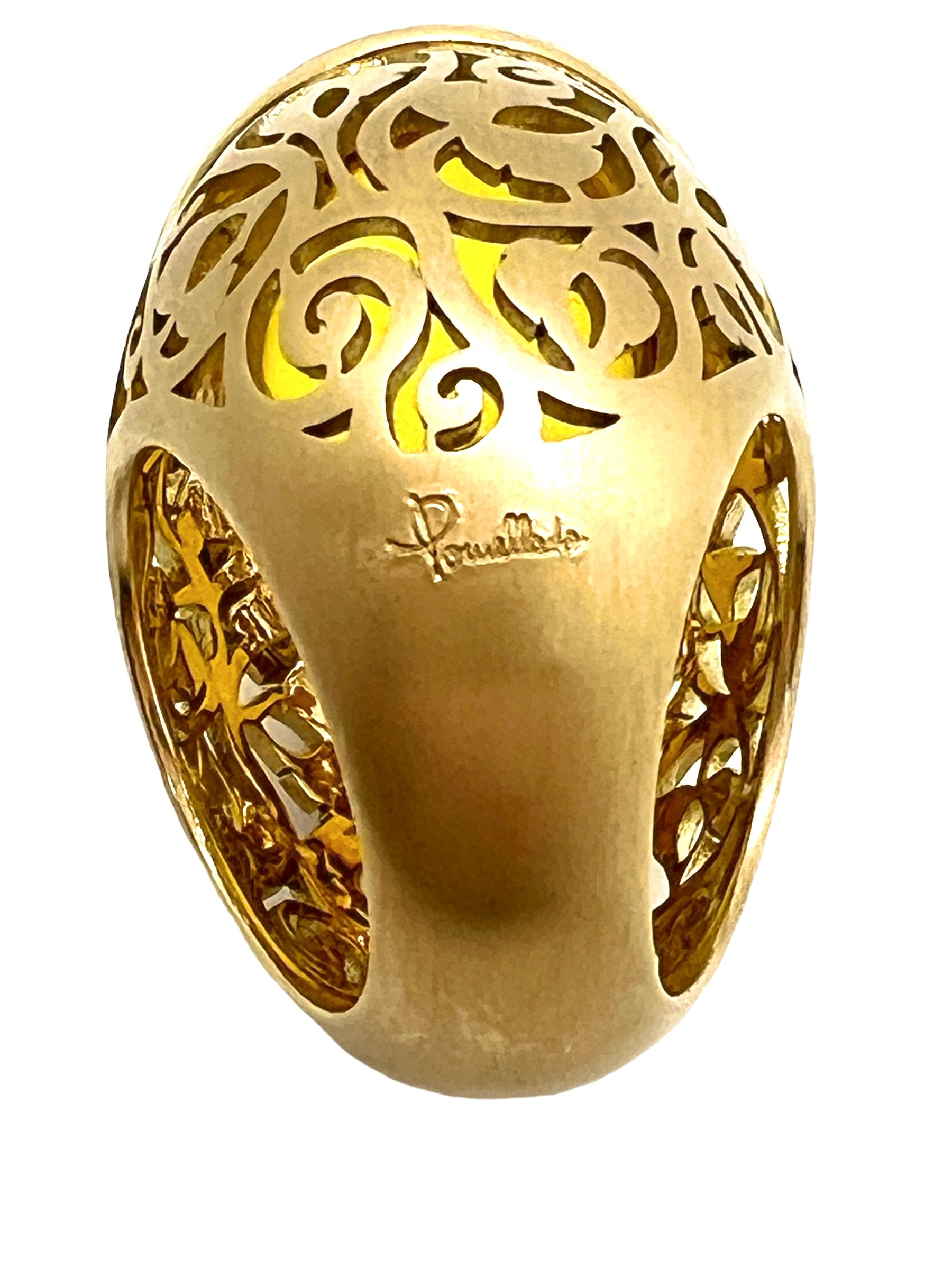 Pomellato, "Arabesque" ring with Amber Cabochon on Rose Gold