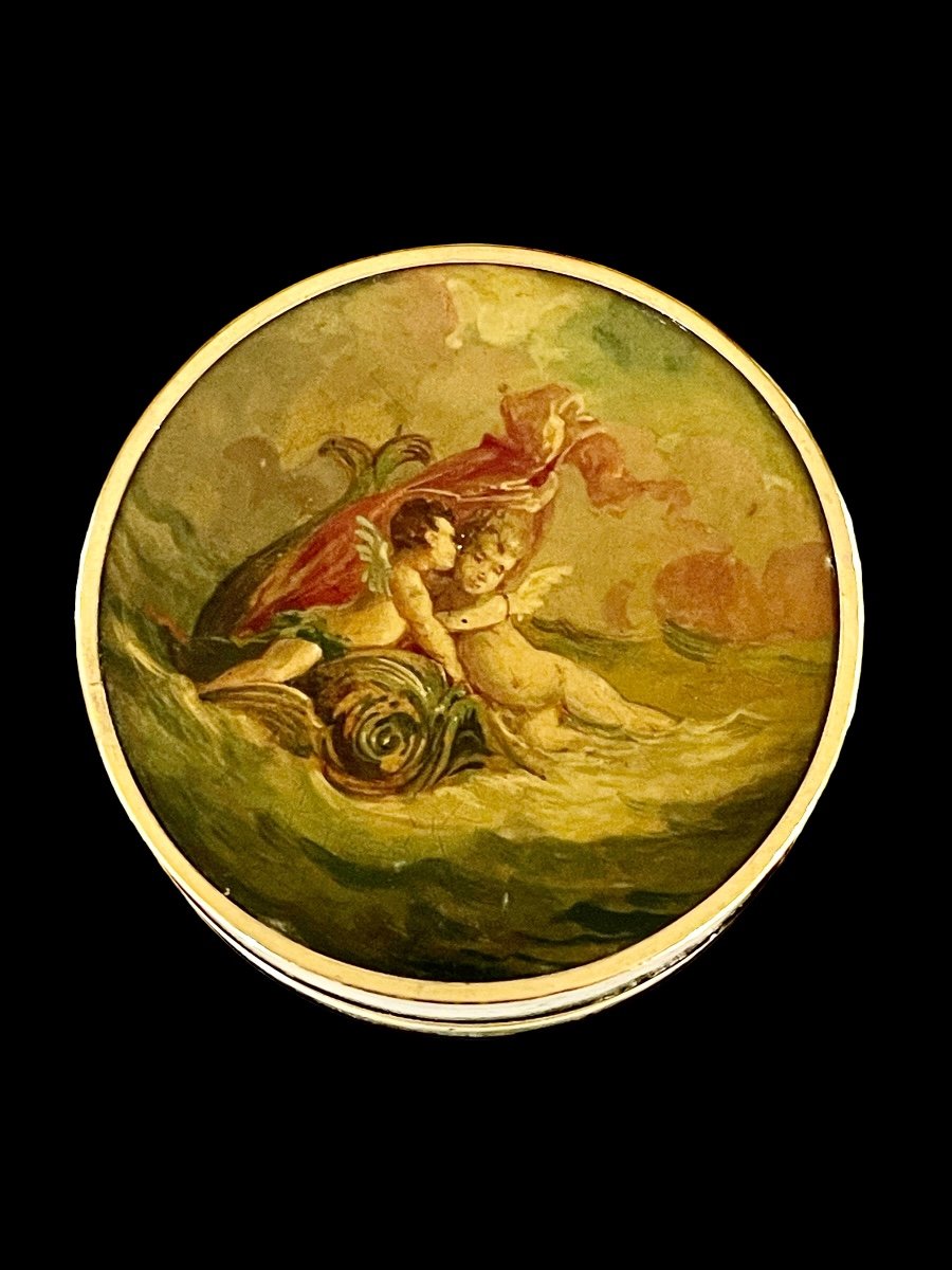 Boite à bonheur en Vernis Martin à décor De Venus, époque Louis XVI